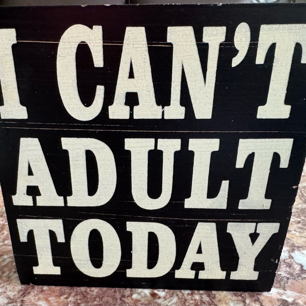 I Can't Adult Today Rustic Box Sign